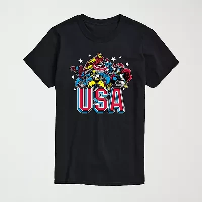 Mens Crew Neck Short Sleeve Regular Fit Marvel Big and Tall Graphic T-Shirt