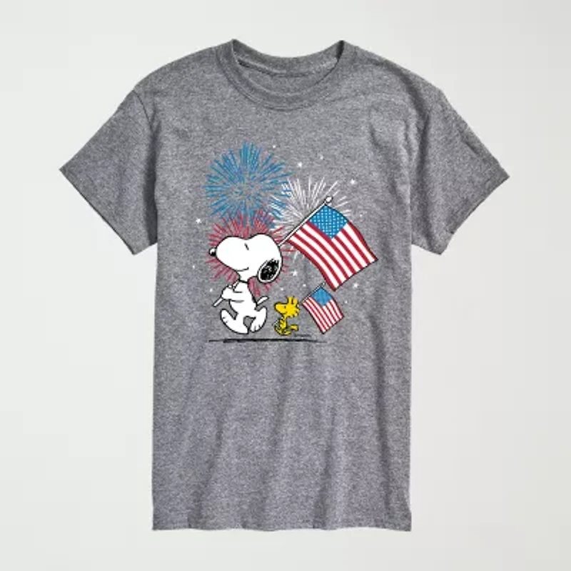 Mens Crew Neck Short Sleeve Regular Fit Snoopy Big and Tall Graphic T-Shirt