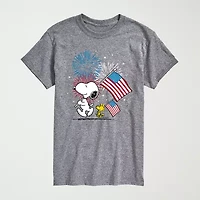 Mens Crew Neck Short Sleeve Regular Fit Snoopy Big and Tall Graphic T-Shirt
