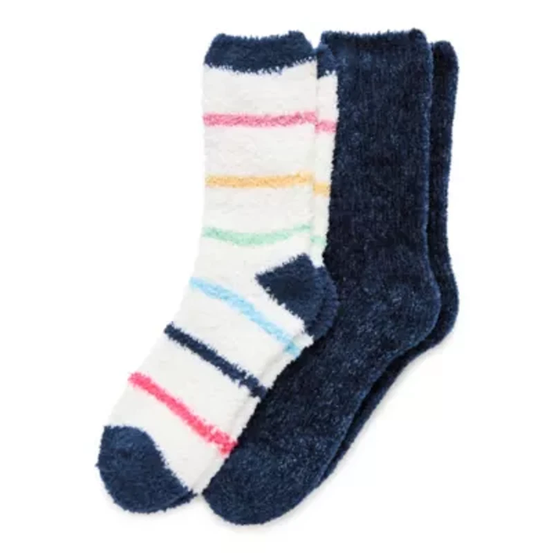 Mixit Cozy Chenille Womens 2 Pair Crew Socks