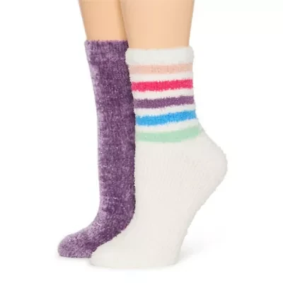 Mixit Cozy Chenille Womens 2 Pair Crew Socks