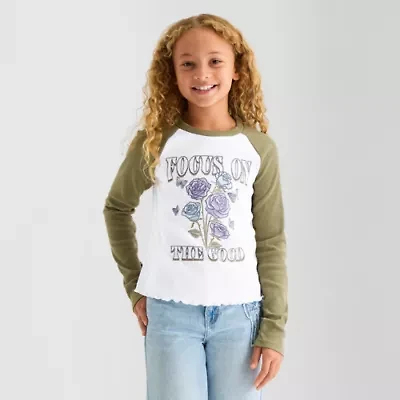 Thereabouts Little & Big Kid Girls Round Neck Long Sleeve Graphic T-Shirt