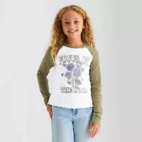 Thereabouts Little & Big Kid Girls Round Neck Long Sleeve Graphic T-Shirt