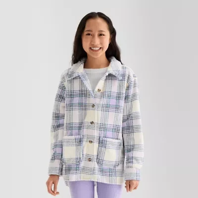 Thereabouts Little & Big Kid Girls Faux Fur Lightweight Shirt Jacket