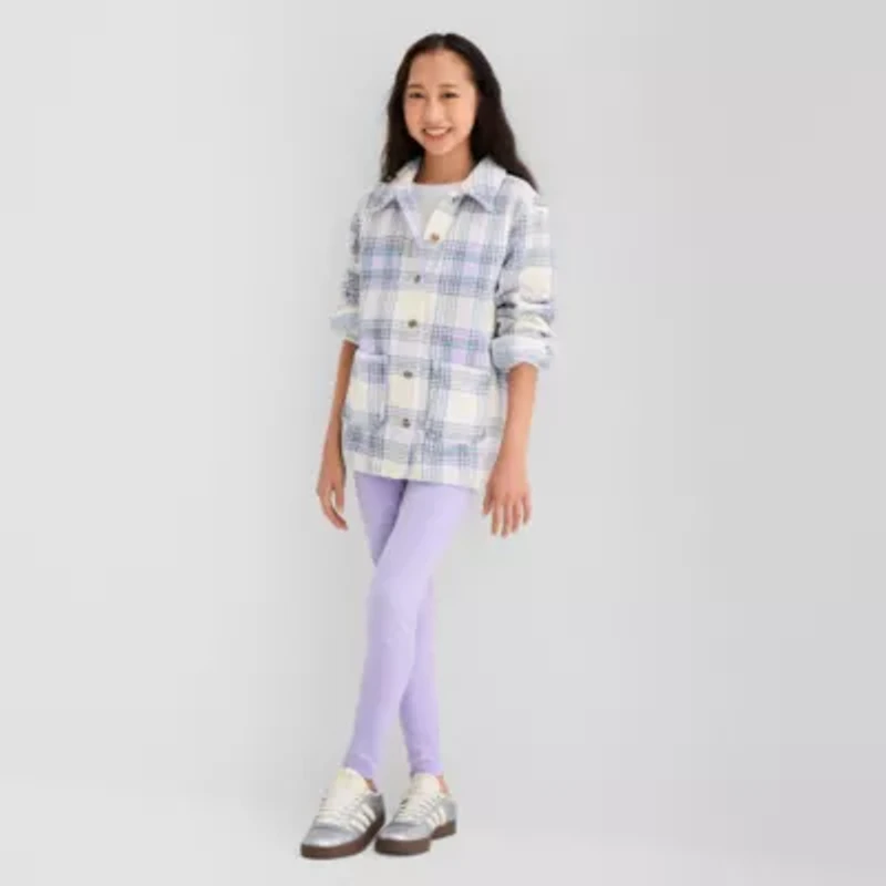 Thereabouts Little & Big Kid Girls Faux Fur Lightweight Shirt Jacket