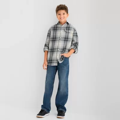 Thereabouts Little & Big Kid Boys Long Sleeve Regular Fit Flannel Shirt