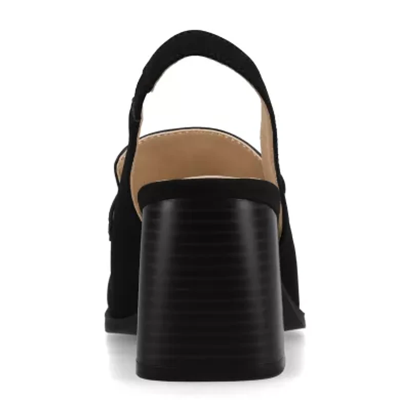 Journee Collection Womens Square Closed Toe Stacked Heel Pumps