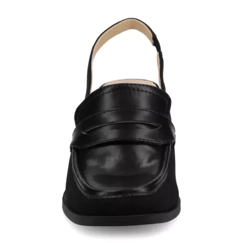 Journee Collection Womens Square Closed Toe Stacked Heel Pumps