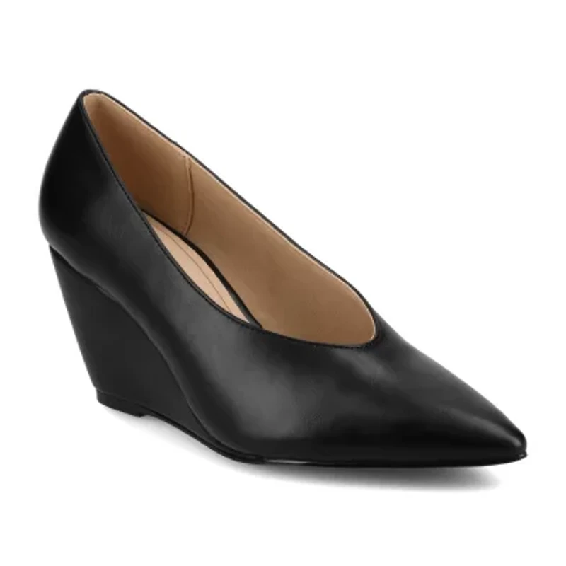 Journee Collection Womens Pointed Closed Toe Wedge Heel Pumps