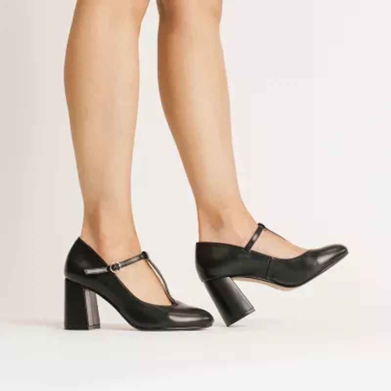 Journee Collection Talani Womens Almond Stacked Heel Pumps
