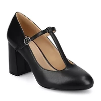 Journee Collection Talani Womens Almond Stacked Heel Pumps
