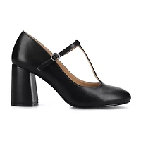 Journee Collection Talani Womens Almond Stacked Heel Pumps