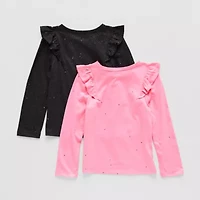 Okie Dokie Girls Round Neck Long Sleeve Regular Fit 2-pc. Graphic T-Shirt
