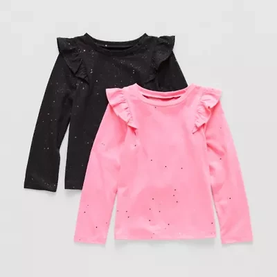 Okie Dokie Girls Round Neck Long Sleeve Regular Fit 2-pc. Graphic T-Shirt