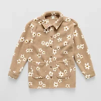 Thereabouts Little & Big Kid Girls Faux Fur Lightweight Shirt Jacket