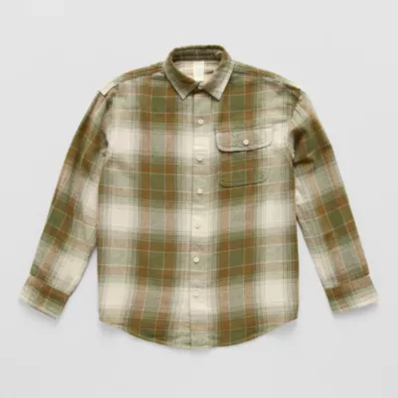 Thereabouts Little & Big Kid Boys Easy-on + Easy-off Long Sleeve Adaptive Regular Fit Flannel Shirt