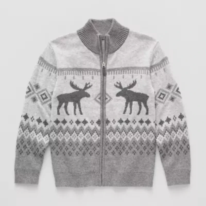 Thereabouts Little & Big Kid Boys Mock Neck Long Sleeve Zipper Cardigan