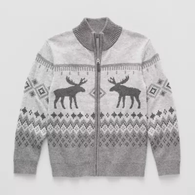 Thereabouts Little & Big Kid Boys Mock Neck Long Sleeve Zipper Cardigan