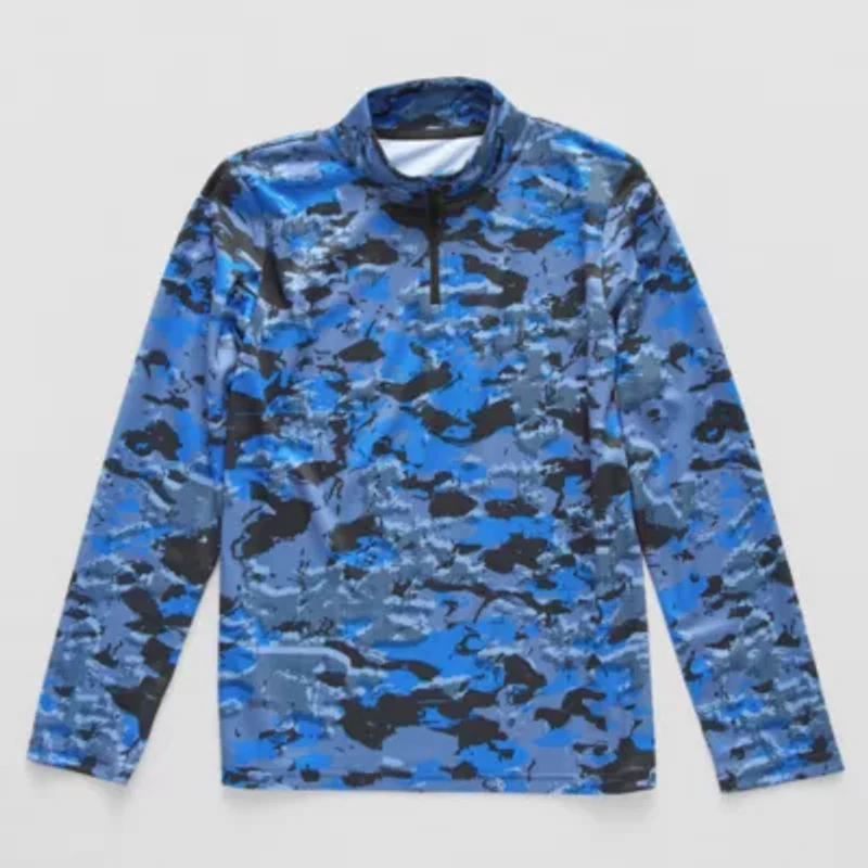 Xersion Little & Big Kid Boys Mock Neck Long Sleeve Moisture Wicking Active T-Shirt