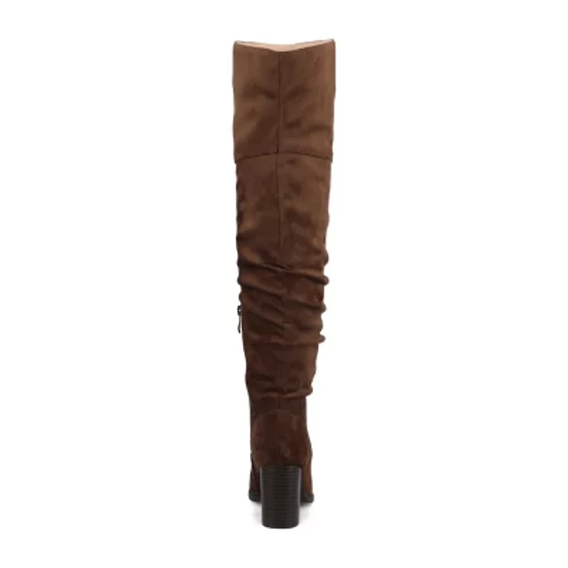 Journee Collection Womens Kaison Extra Wide Calf Stacked Heel Over the Knee Boots