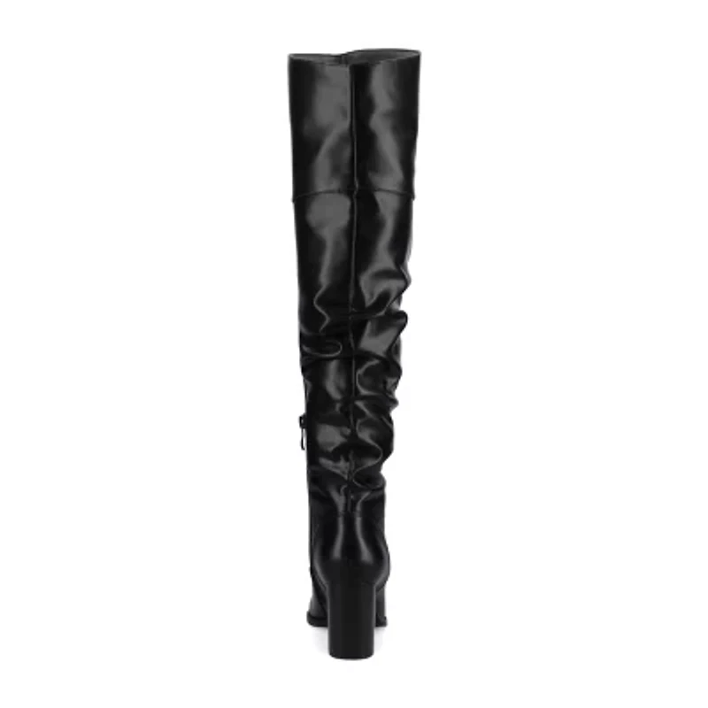 Journee Collection Womens Kaison Wide Calf Stacked Heel Over the Knee Boots