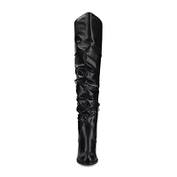 Journee Collection Womens Kaison Wide Calf Stacked Heel Over the Knee Boots