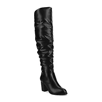 Journee Collection Womens Kaison Wide Calf Stacked Heel Over the Knee Boots
