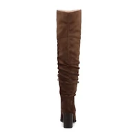 Journee Collection Womens Kaison Stacked Heel Over the Knee Boots