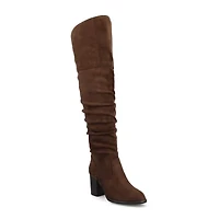Journee Collection Womens Kaison Stacked Heel Over the Knee Boots