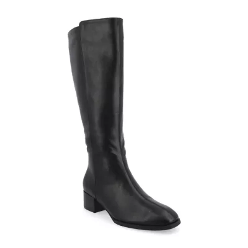 Journee Collection Womens Wide Calf Stacked Heel Dress Boots