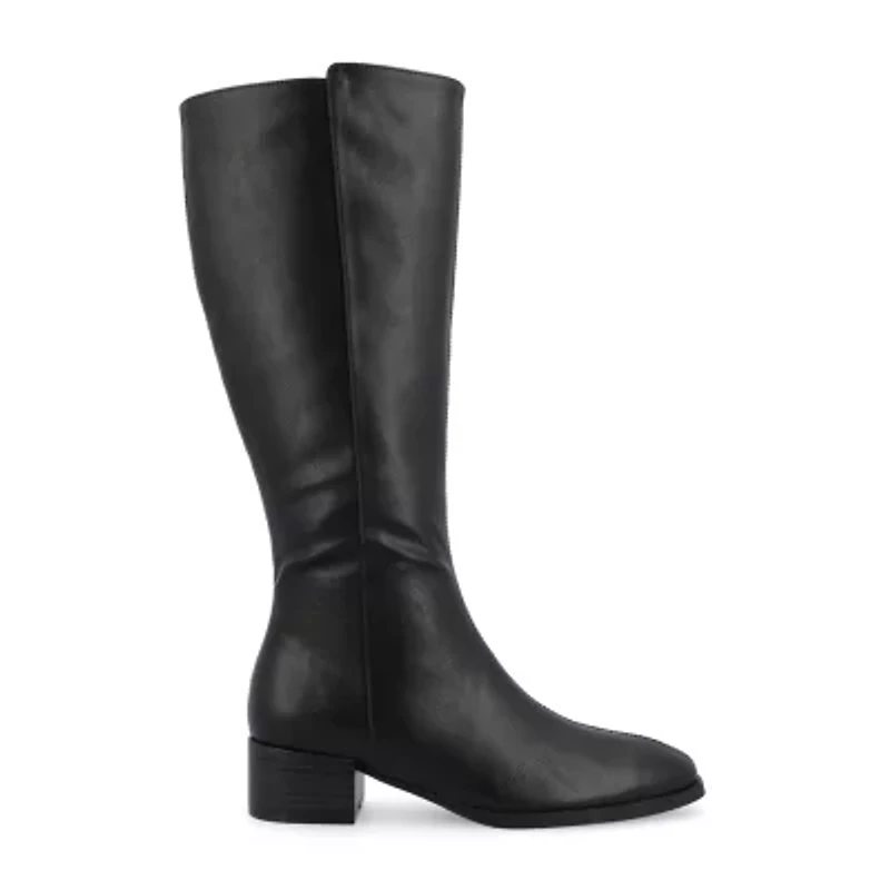 Journee Collection Womens Wide Calf Stacked Heel Dress Boots