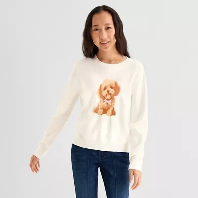 Thereabouts Little & Big Kid Girls Crew Neck Long Sleeve Pullover Sweater