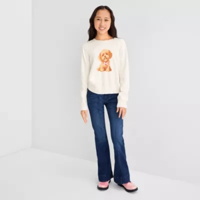 Thereabouts Little & Big Kid Girls Crew Neck Long Sleeve Pullover Sweater