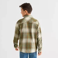Thereabouts Little & Big Kid Boys Easy-on + Easy-off Long Sleeve Adaptive Regular Fit Flannel Shirt