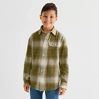 Thereabouts Little & Big Kid Boys Easy-on + Easy-off Long Sleeve Adaptive Regular Fit Flannel Shirt