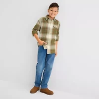 Thereabouts Little & Big Kid Boys Easy-on + Easy-off Long Sleeve Adaptive Regular Fit Flannel Shirt