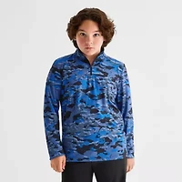 Xersion Little & Big Kid Boys Mock Neck Long Sleeve Moisture Wicking T-Shirt