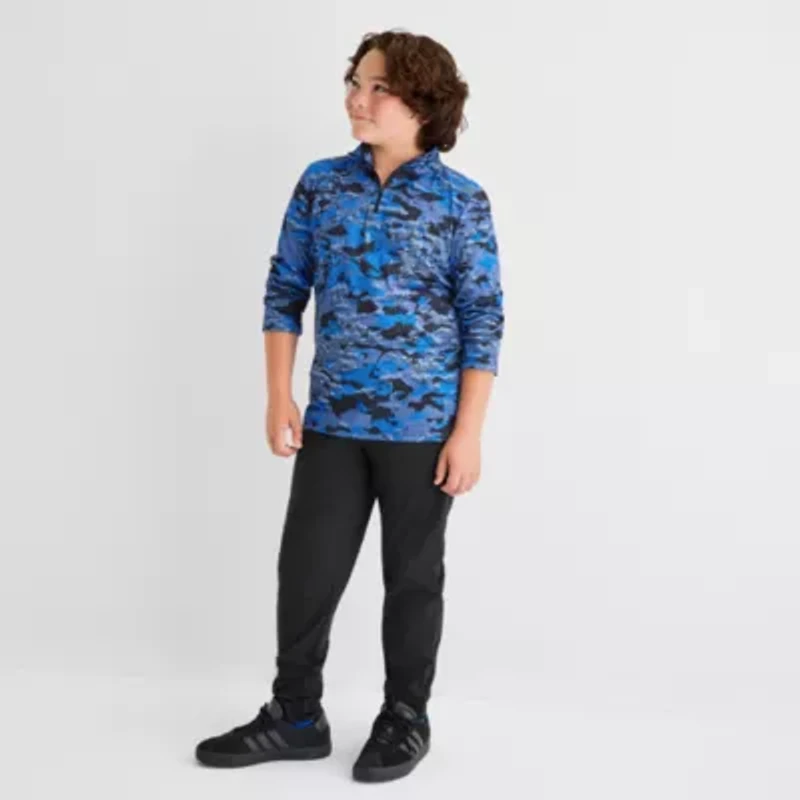 Xersion Little & Big Kid Boys Mock Neck Long Sleeve Moisture Wicking T-Shirt