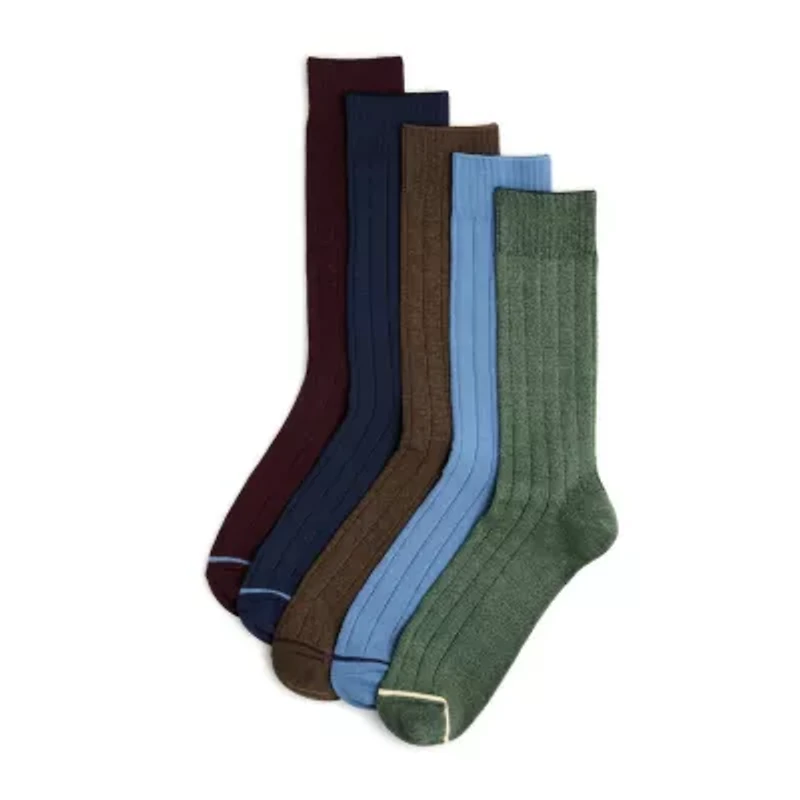 Stafford Casual Dress Cotton Mens 5 Pair Crew Socks