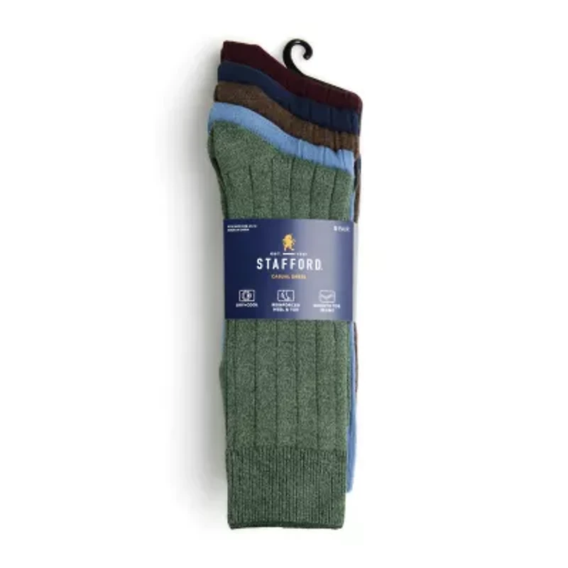 Stafford Casual Dress Cotton Mens 5 Pair Crew Socks