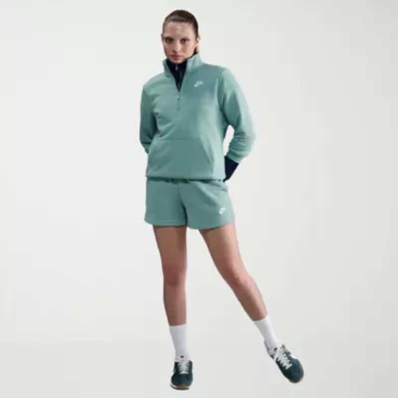 Nike Club Womens Mock Neck Long Sleeve Active Quarter-Zip Pullover