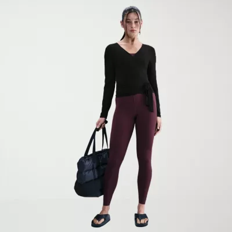 Nike Womens Y Neck Long Sleeve Wrap Shirt