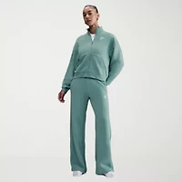 Nike Club Womens Comfort Waistband Drawstring Waist Wide Leg Mid Rise Fleece Sweatpant