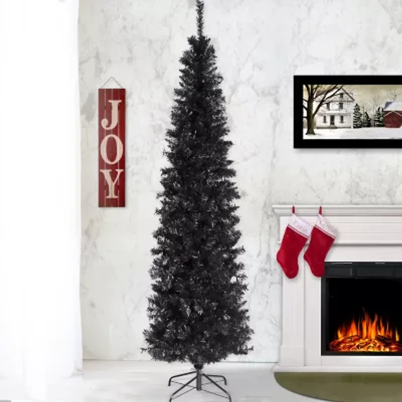 National Tree Co. Black Tinsel 6 Foot Christmas Tree