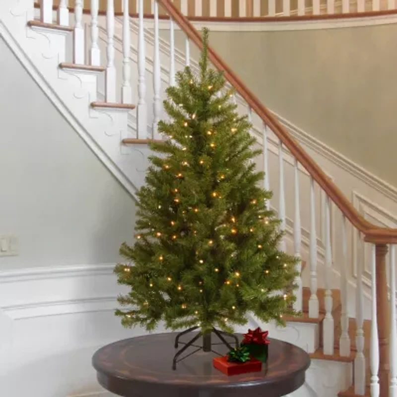 National Tree Co. North Valley Spruce Hinged 4 1/2 Foot Pre-Lit Spruce Christmas Tree