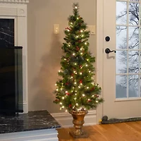 National Tree Co. Crestwood Spruce 5 Foot Pre-Lit Flocked Spruce Christmas Tree