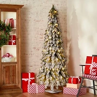 National Tree Co. Snowy Downswept 5 Foot Pre-Lit Flocked Christmas Tree