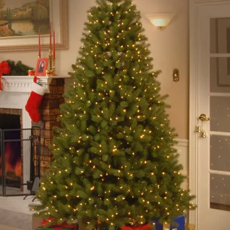 National Tree Co. Downswept Douglas Fir Hinged 7 1/2 Foot Pre-Lit Fir Christmas Tree