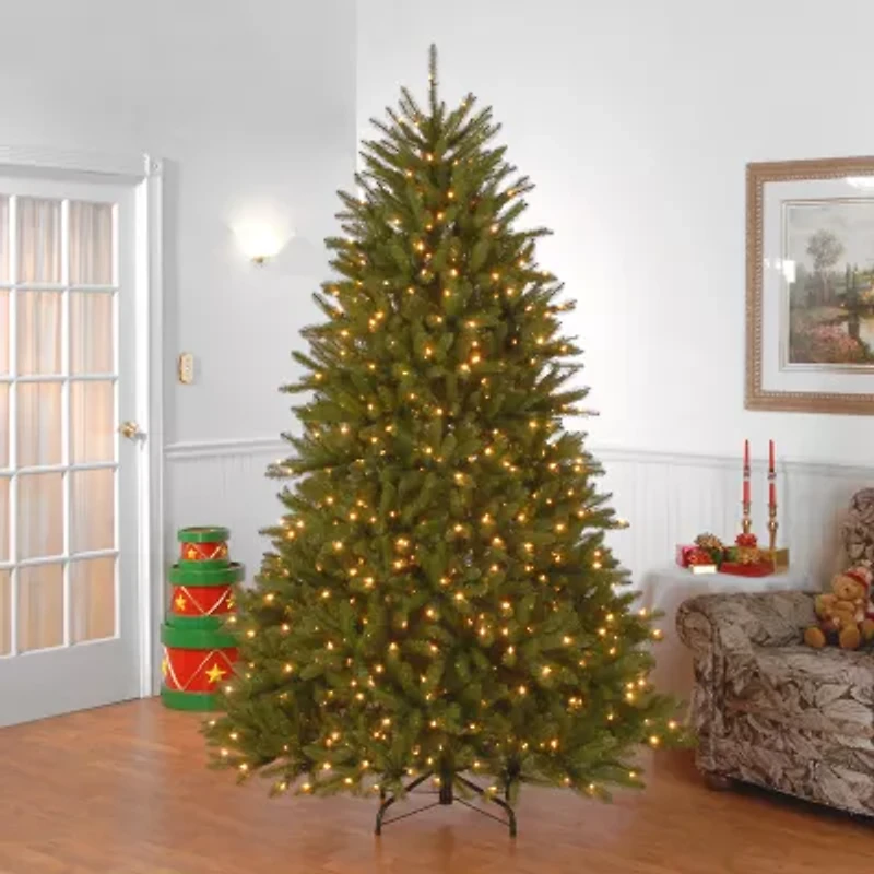 National Tree Co. Dunhill Fir Hinged Foot Pre-Lit Fir Christmas Tree