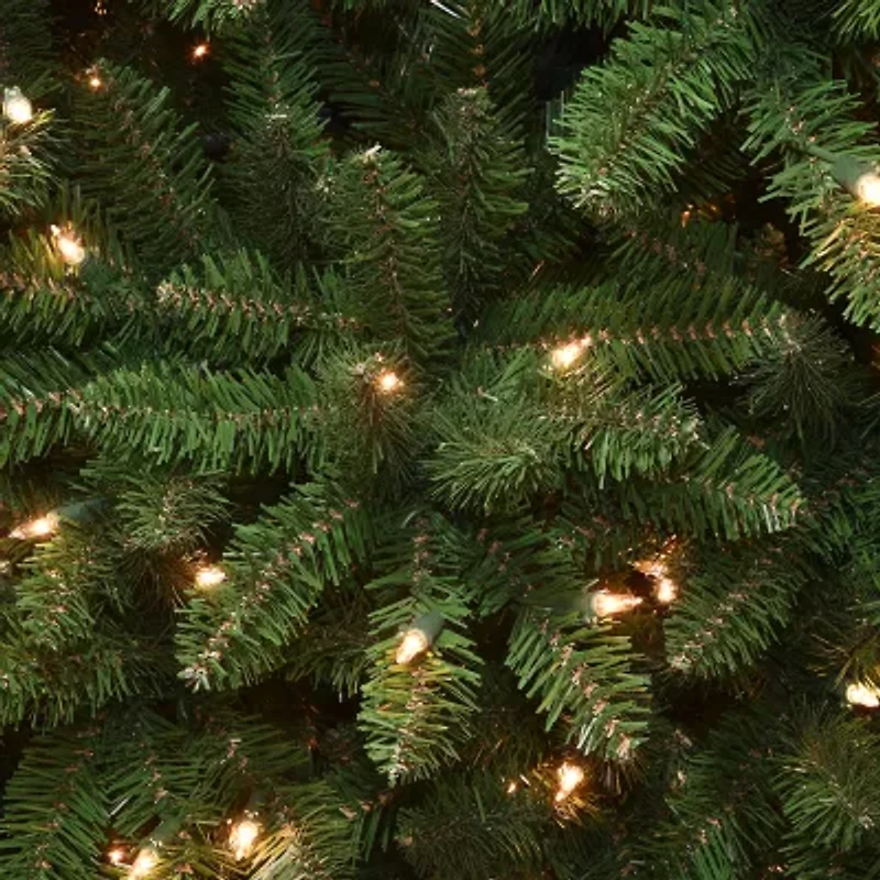 National Tree Co. Kingswood Fir Hinged Pencil 7 1/2 Foot Pre-Lit Fir Christmas Tree